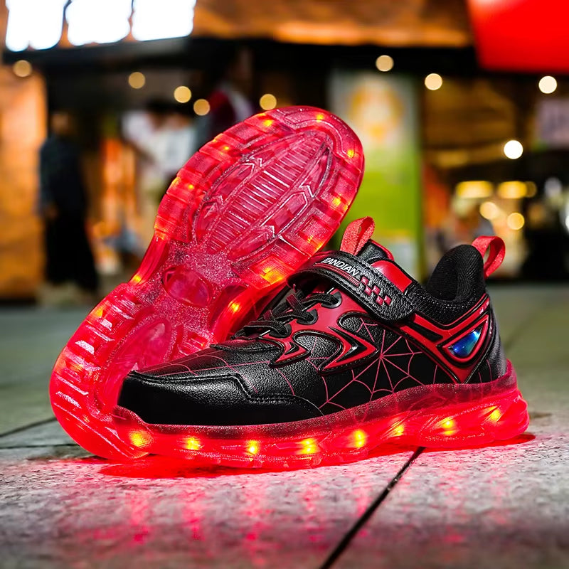 LED Light Shoes Children'S Shoes Children'S Flyknit Sneakers Boys USB Charging Luminous Shoes