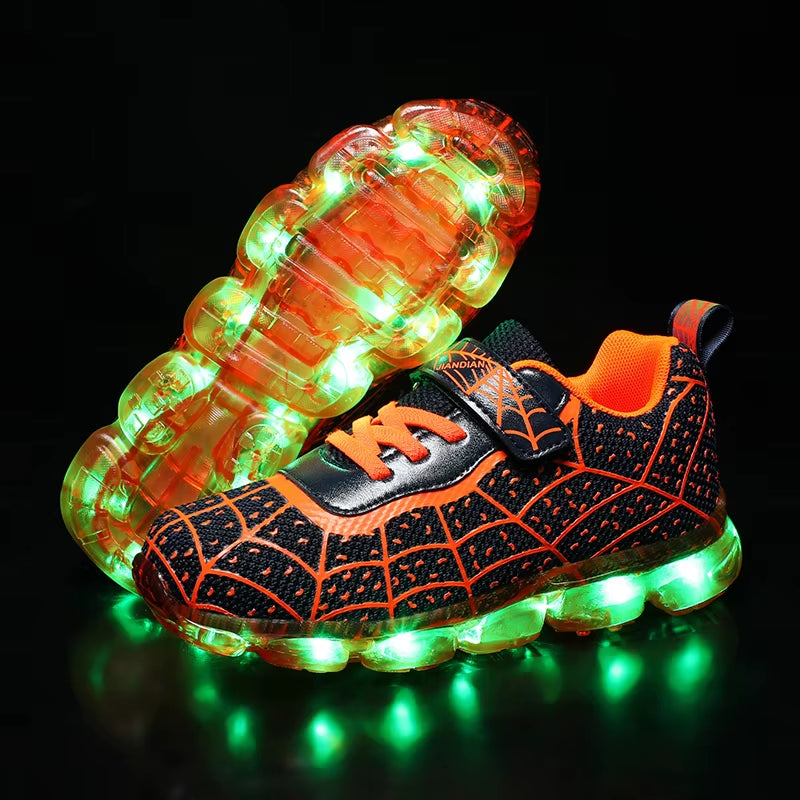 Children Luminous Glowing Sneakers Girls Roller Skate Light Shoes New Fashion Kids Girls USB Charging LED Shoes Boys Breathable