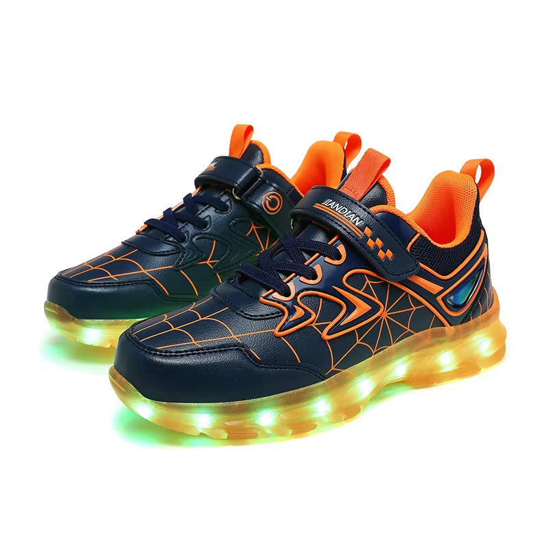 LED Light Shoes Children'S Shoes Children'S Flyknit Sneakers Boys USB Charging Luminous Shoes