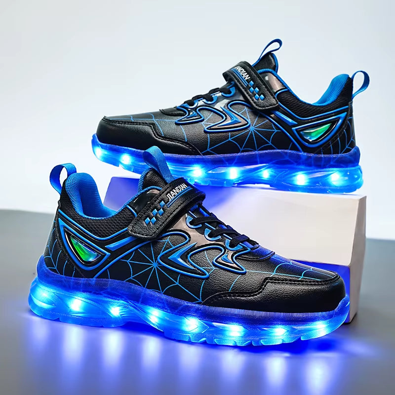 LED Light Shoes Children'S Shoes Children'S Flyknit Sneakers Boys USB Charging Luminous Shoes