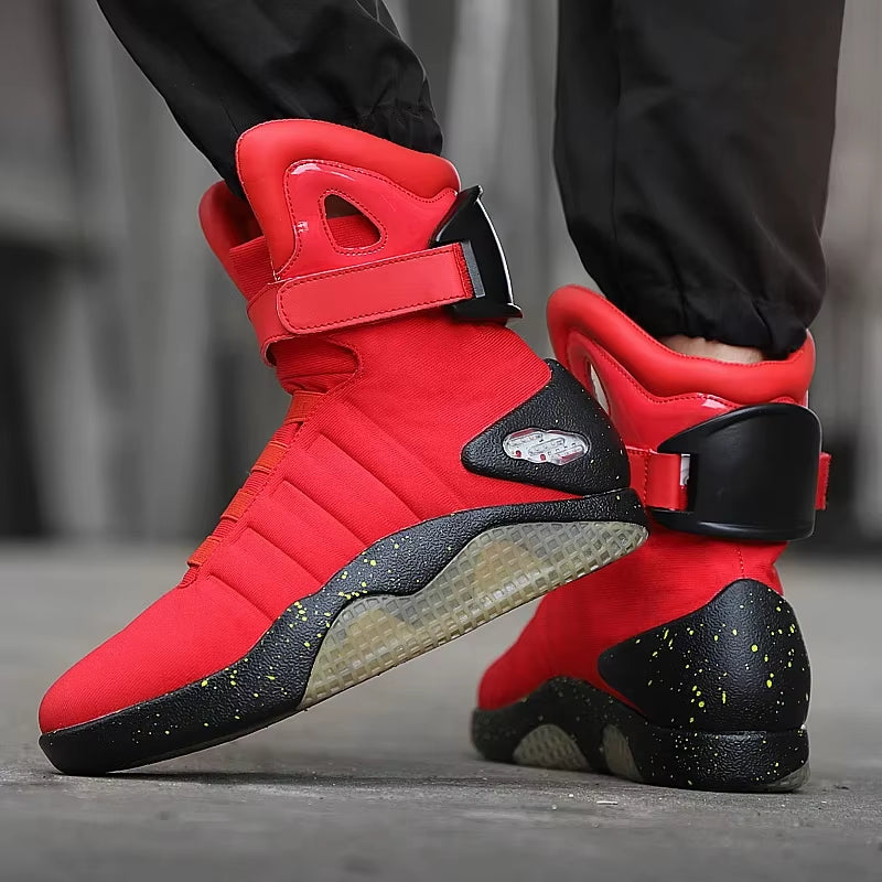 Men Boots Back to Future Adult USB Charging LED Shoes with Remote Control for Men and Women Boots for Party Mag