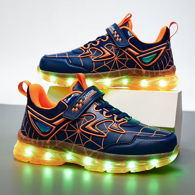 LED Light Shoes Children'S Shoes Children'S Flyknit Sneakers Boys USB Charging Luminous Shoes